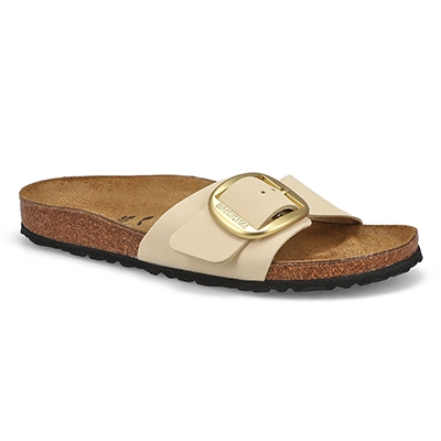 Lds Madrid Big Buckle Narrow Nubuck Sandal - Ecru