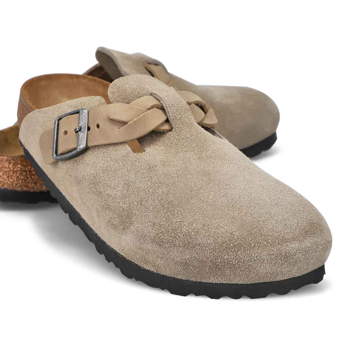 Women's Boston Braid Oil Leather Narrow Clog - Taupe