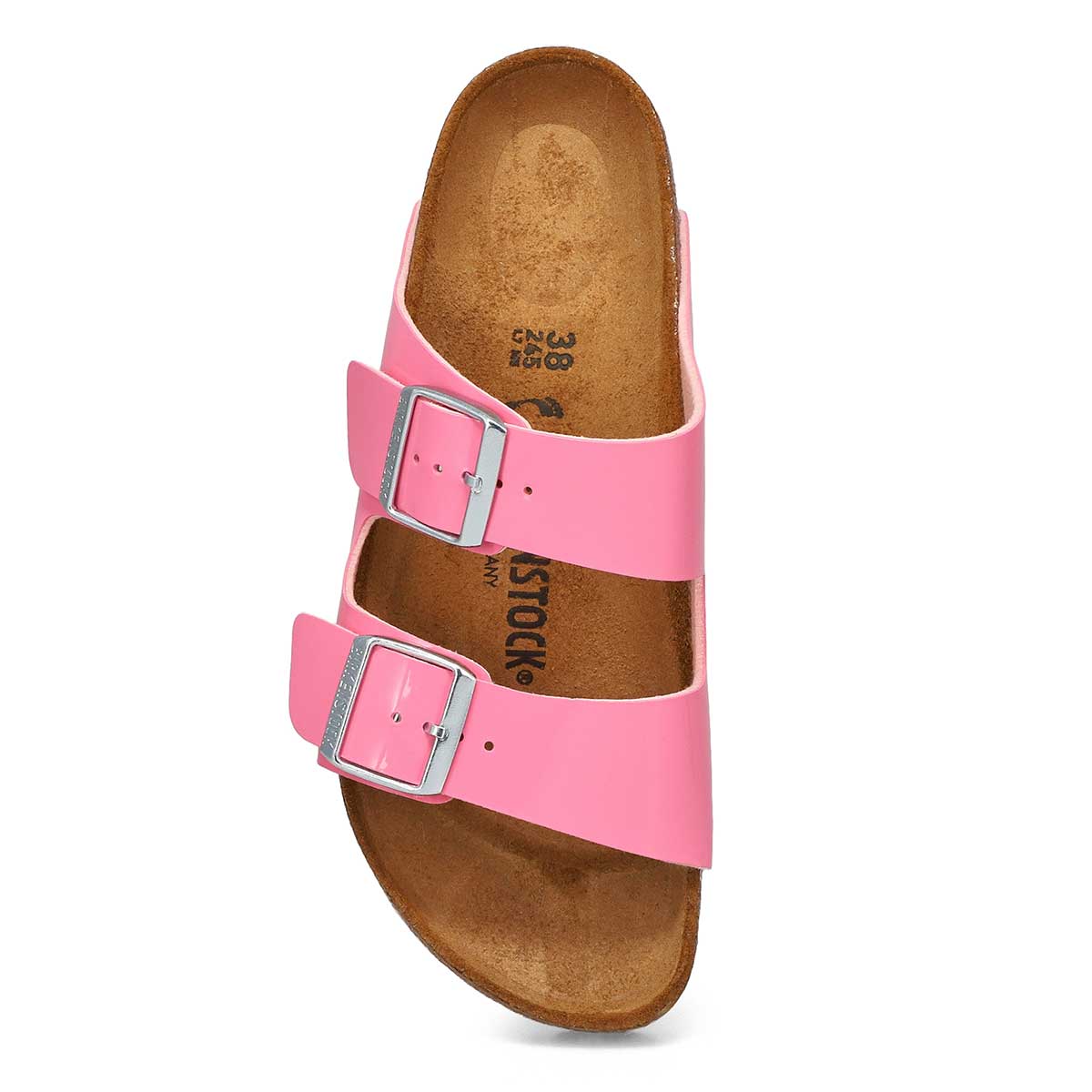 Women's Arizona Patent Birko-Flor 2 Strap Narrow Sandal - Candy Pink