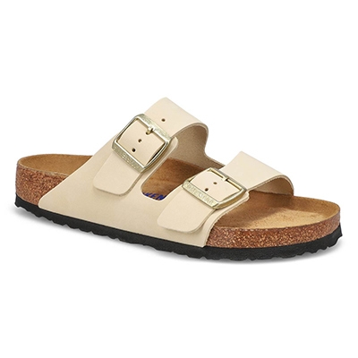 Lds Arizona Soft Footbed 2 Strap Sandal - Ecru