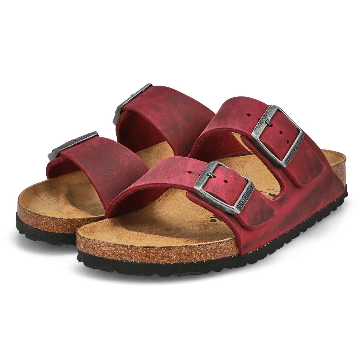 Women's  Arizona Oiled Leather 2 Strap Narrow Sandal - Zinfandel