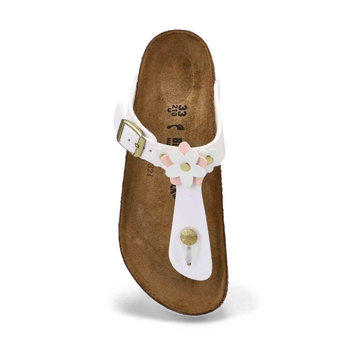 Girls'  Gizeh Flowers Birko-Flor Narrow Thong Sandal - White