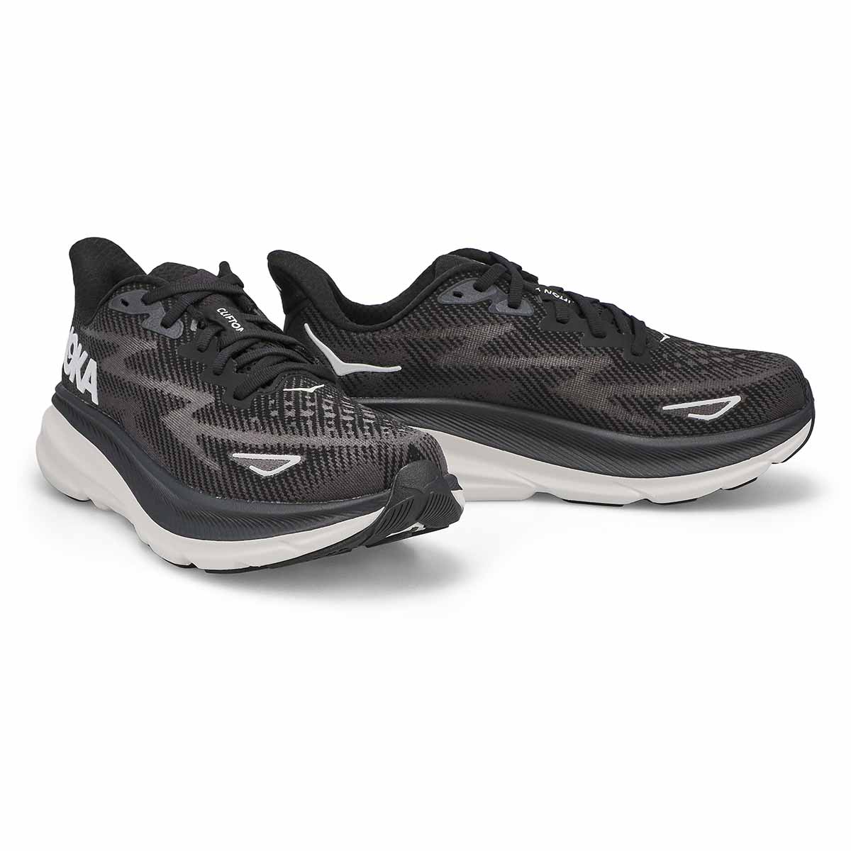 Women's Clifton 9 Lace Up Performance Sneaker - Black/White