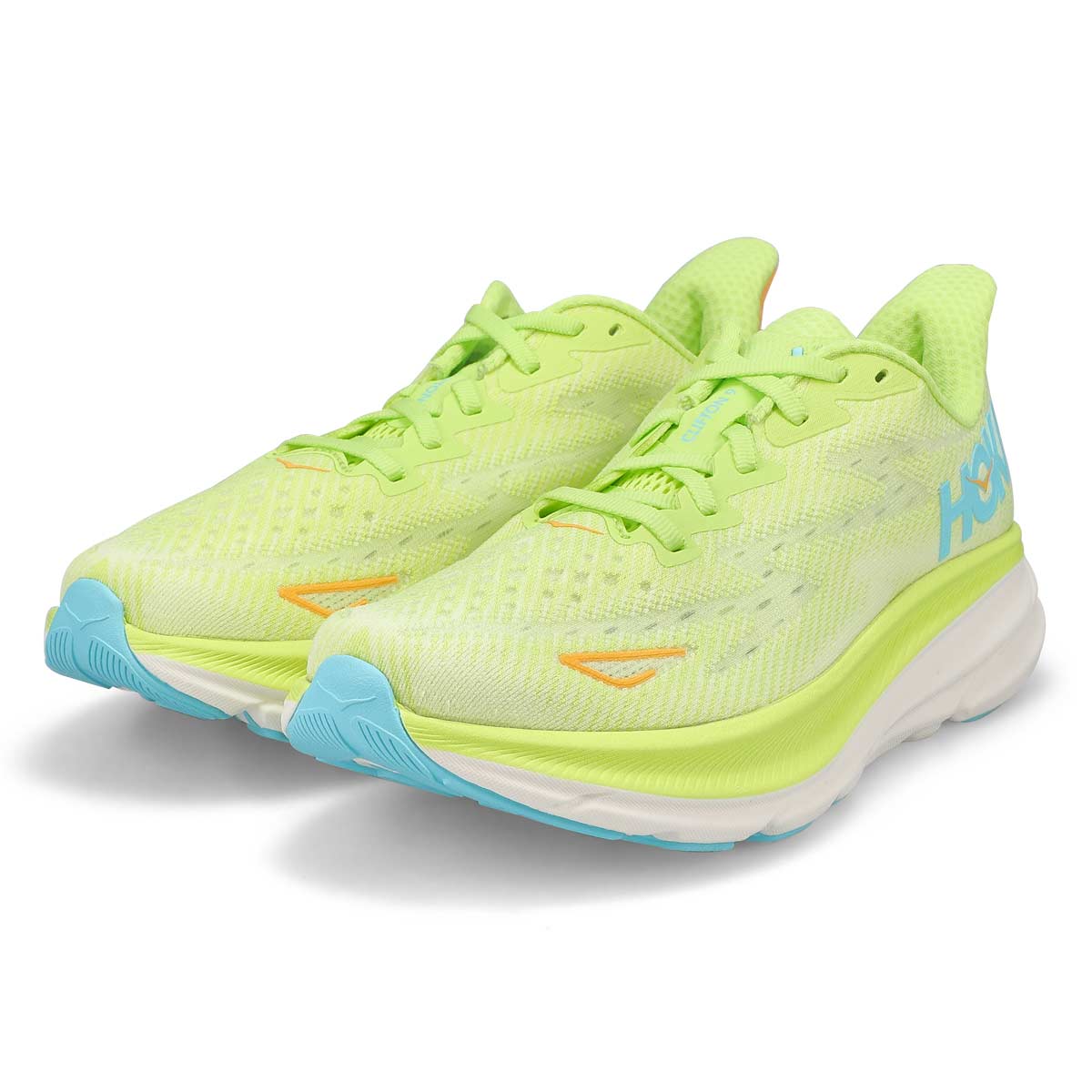 Women's  Clifton 9 Lace Up Performance Sneaker - Lettuce/Solar Flare