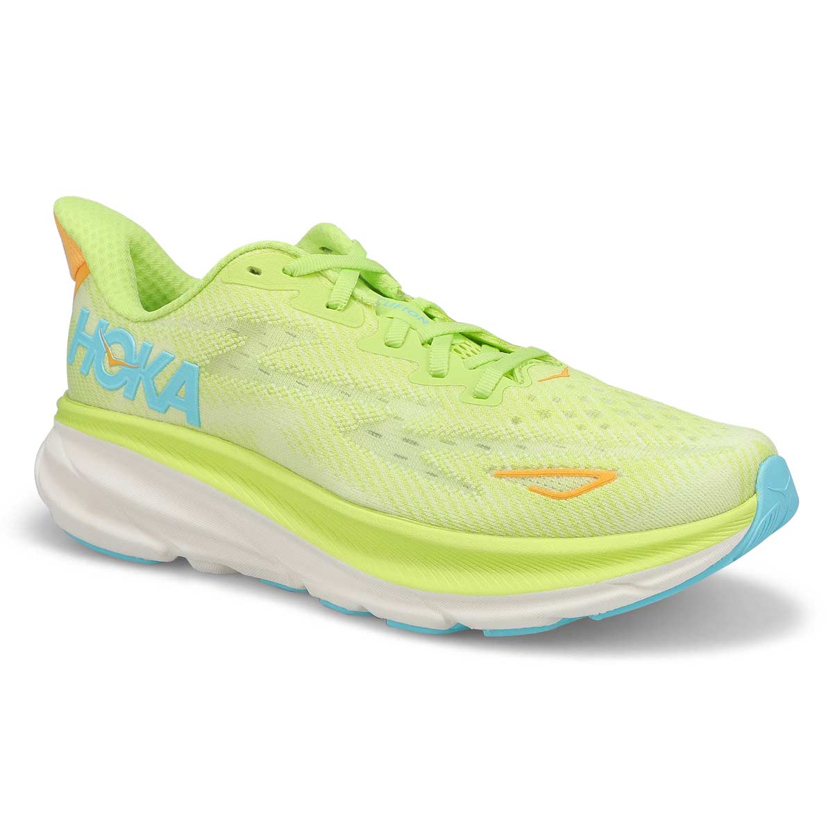 Women's  Clifton 9 Lace Up Performance Sneaker - Lettuce/Solar Flare