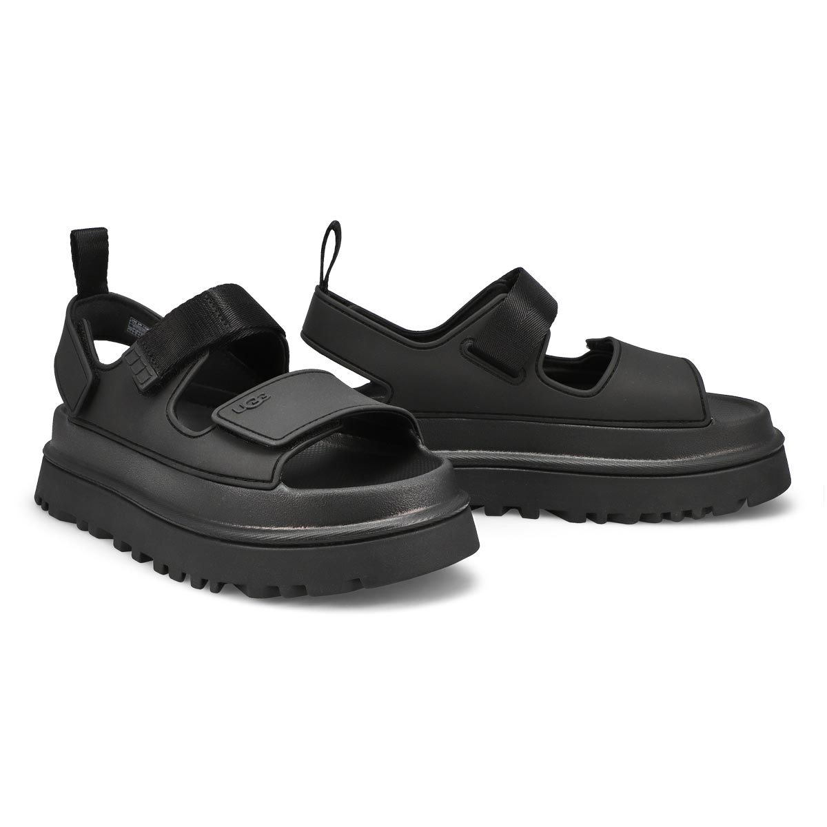 Black platform sandals chunky best sale