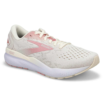 Lds Ghost 16 Lace Up Performance Sneaker - Khaki White/Pink