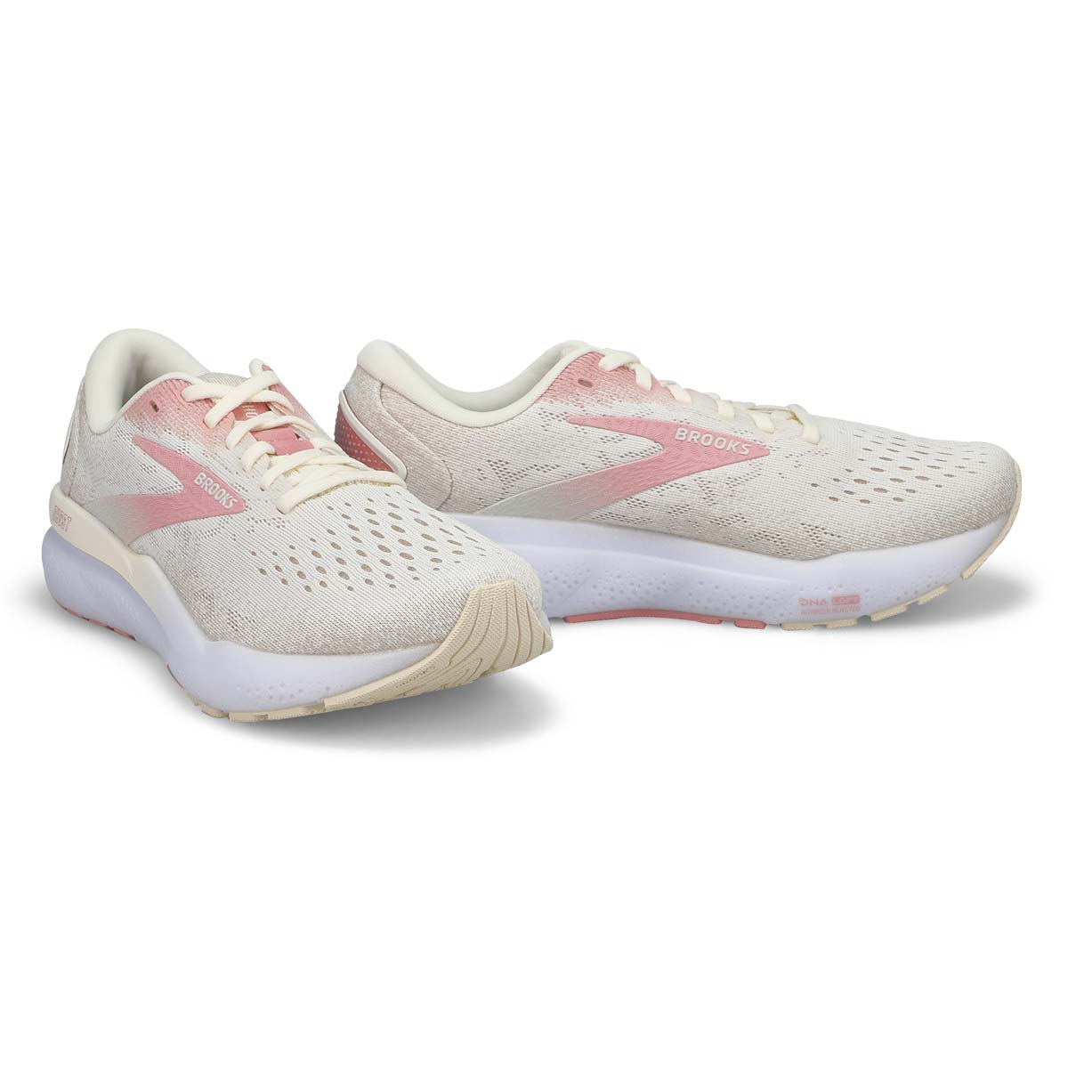 Women's  Ghost 16 Lace Up Performance Sneaker - Khaki White/Pink