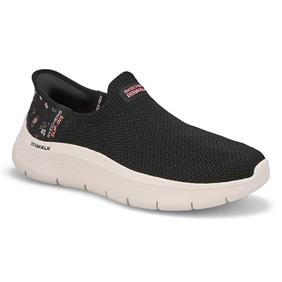 Lds Go Walk Flex Sunset Rose Slip-Ins Sneaker - Black/Pink