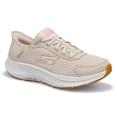 Lds Go Run Consistent 2.0 Slip-Ins Lace Up Sneaker - Natural/Pink