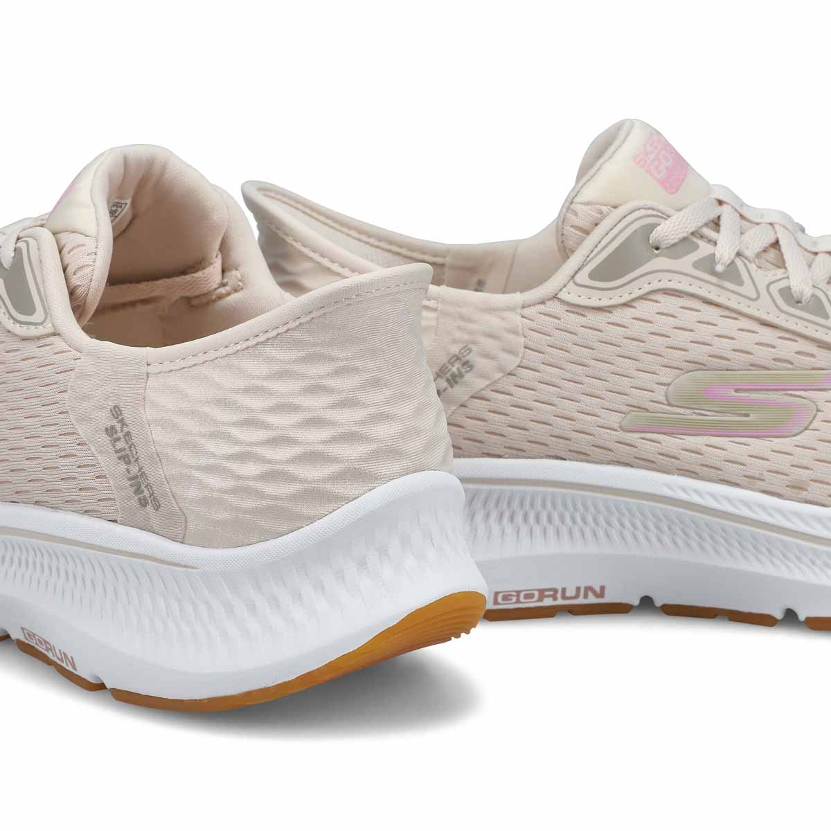 Women's Go Run Consistent 2.0 Slip-Ins Lace Up Sneaker - Natural/Pink