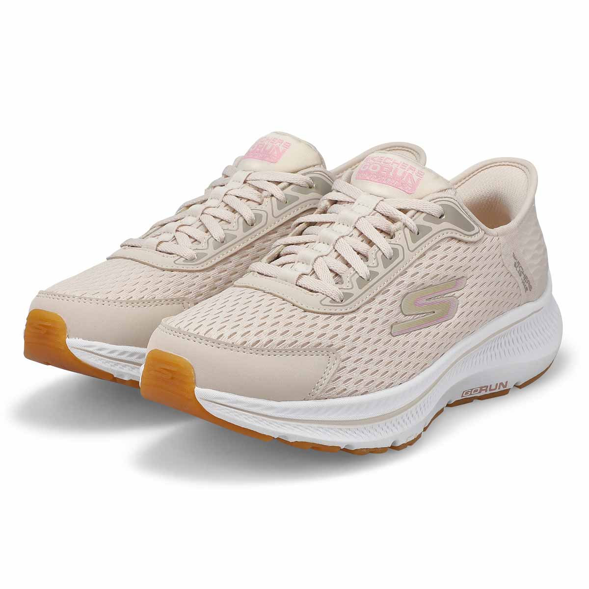 Women's Go Run Consistent 2.0 Slip-Ins Lace Up Sneaker - Natural/Pink