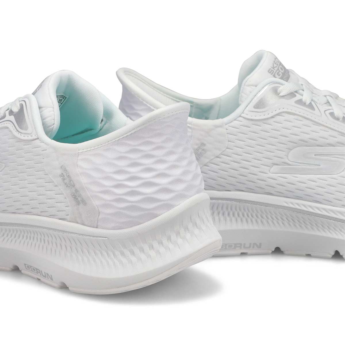 Women's  Go Run Consistent 2.0 Slip-Ins Mesh Lace Up Sneaker - White/Silver