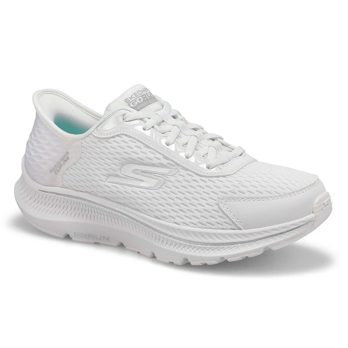 Women's  Go Run Consistent 2.0 Slip-Ins Mesh Lace Up Sneaker - White/Silver