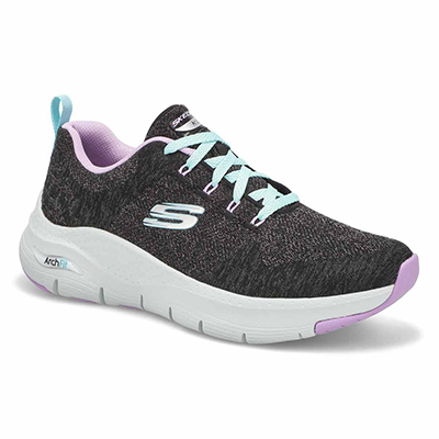 Lds Arch Fit Comfy Wave Sneaker - Black/Lavender