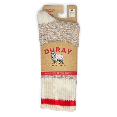 Lds Duray Classic Wool Blend Heavy Sock - Beige/Red