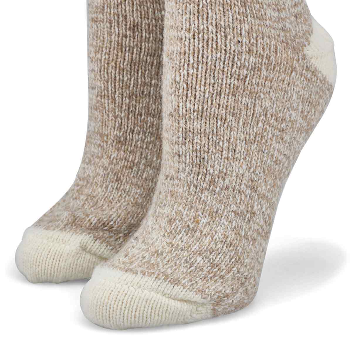 Chaussette robuste classique en mélange de laine DURAY, beige/rouge, femmes