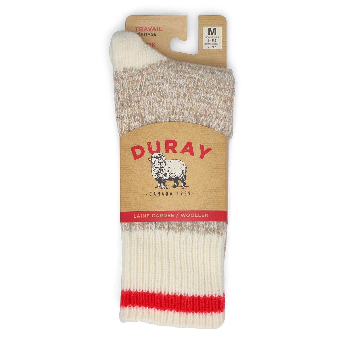 Women's Duray Classic Wool Blend Heavy Sock - Beige/Red