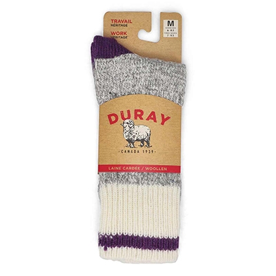 Lds Duray Classic Wool Blend Heavy Sock - Grey/Violet