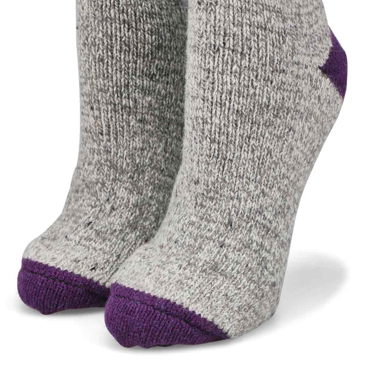 Chaussette robuste classique en mélange de laine DURAY, gris/violet, femmes