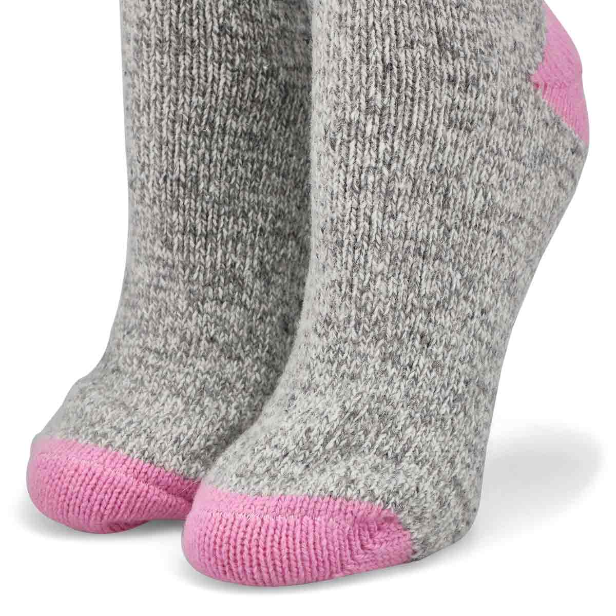 Chaussette robuste classique en mélange de laine DURAY, gris/rose pâle, femmes