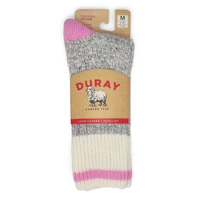 Women's Duray Classic Wool Blend Heavy Sock - Grey/Light Pink