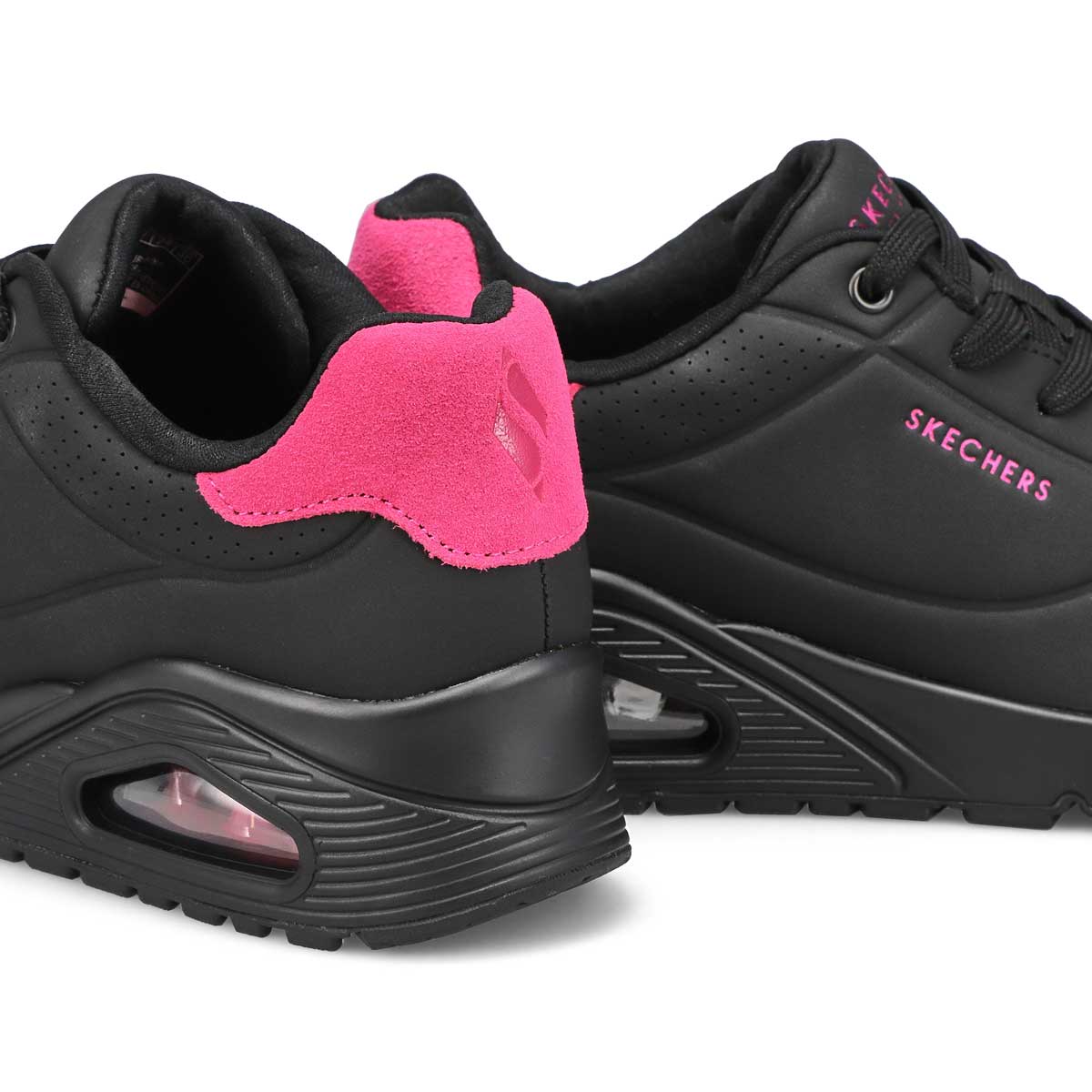 Women's Uno Pop Back Lace Up Sneaker - Black/Hot Pink