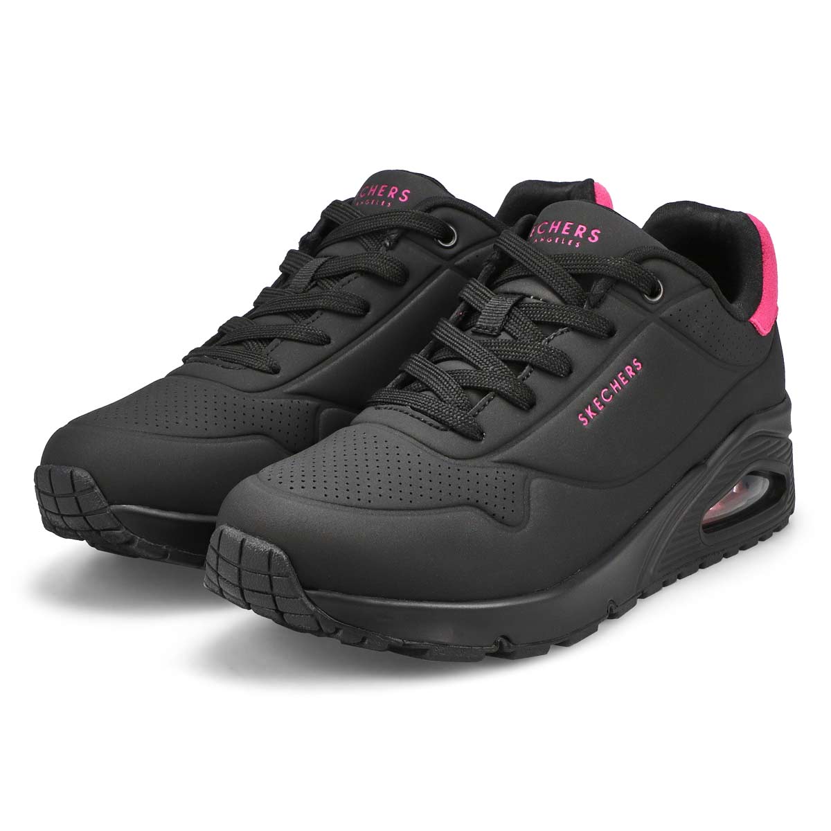 Women's Uno Pop Back Lace Up Sneaker - Black/Hot Pink