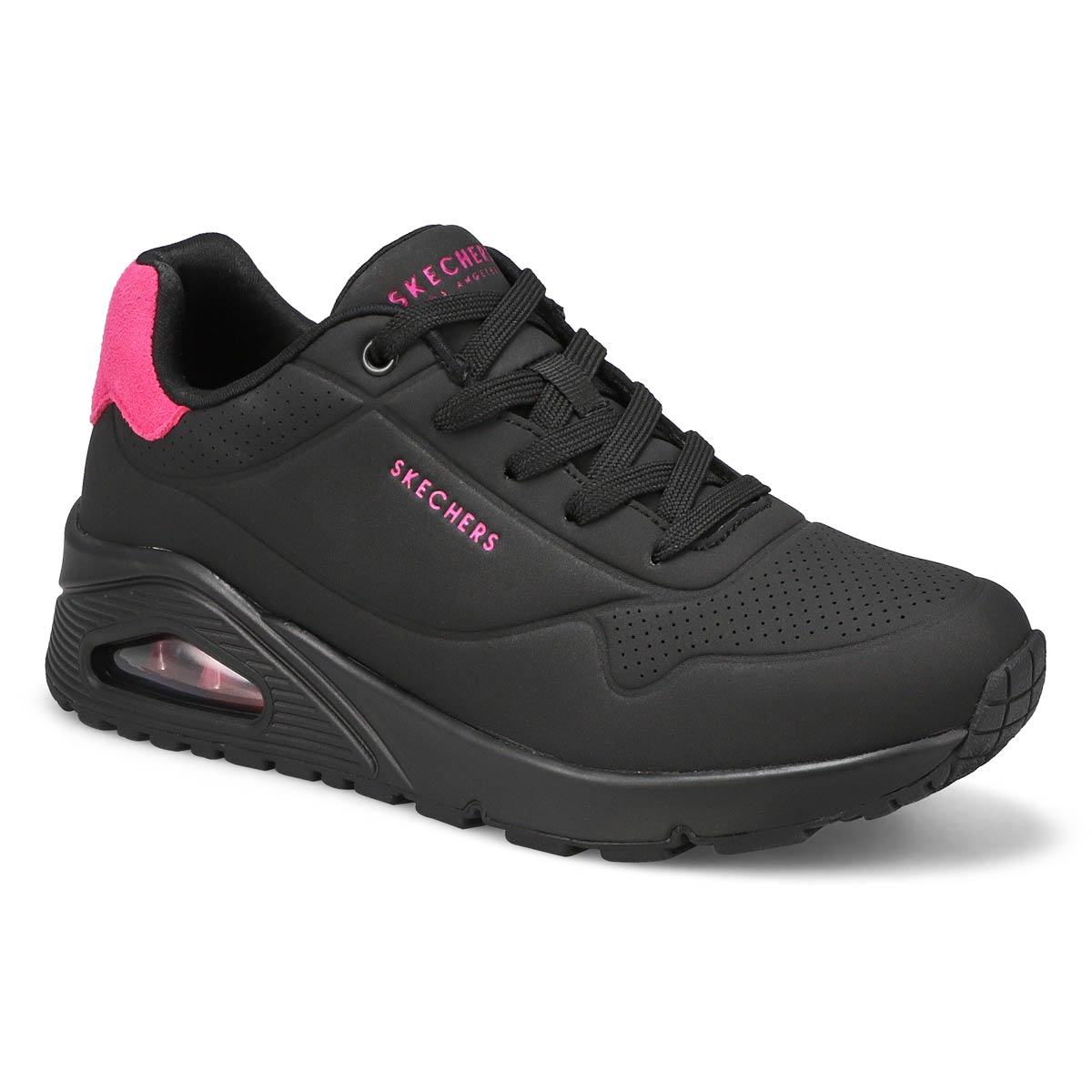 Women's Uno Pop Back Lace Up Sneaker - Black/Hot Pink