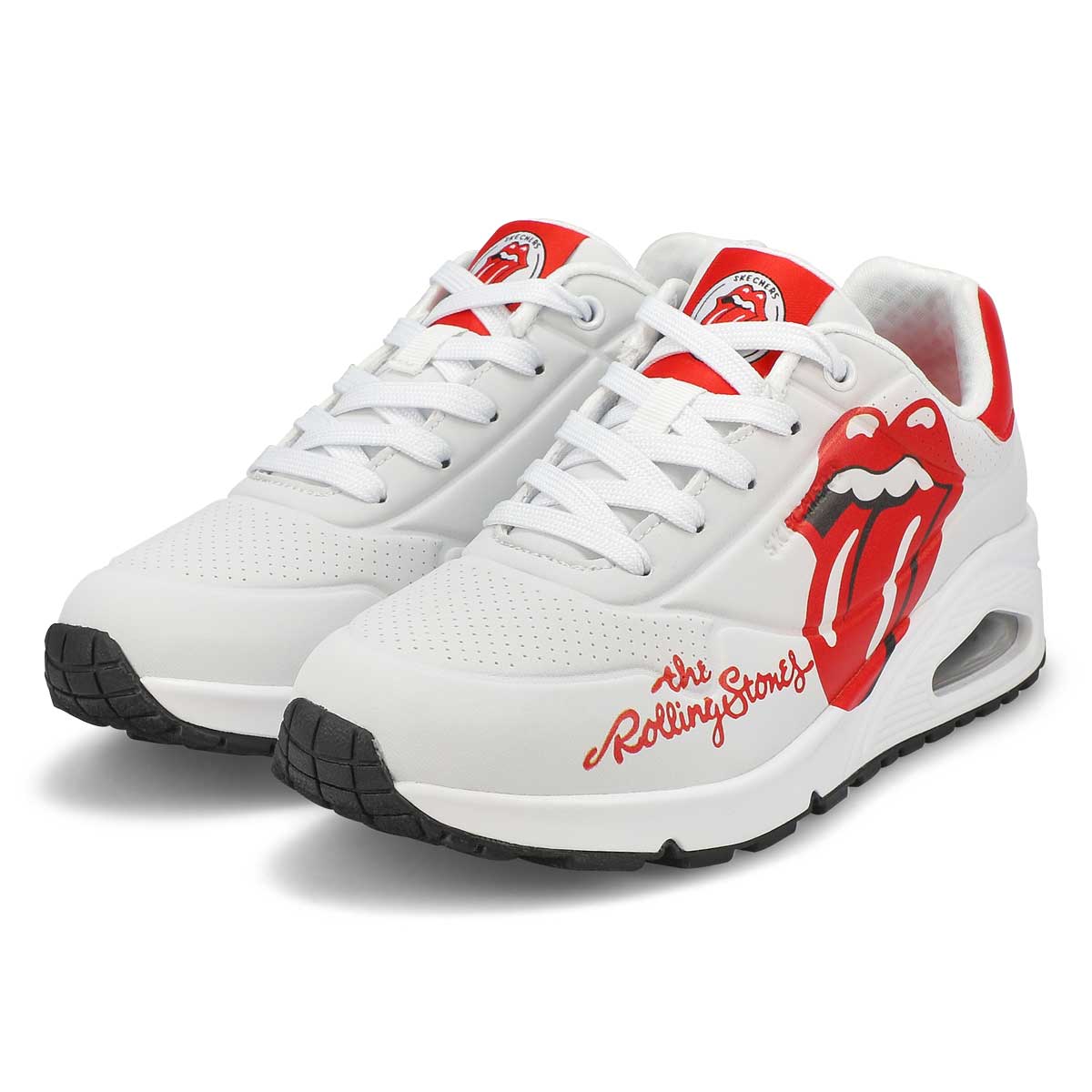 Women's  Rolling Stones Uno Lace Up Sneaker - White/Red