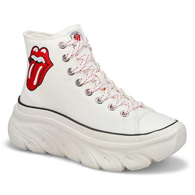 Lds Funky Street Sing Out Loud High Top Sneaker - White/Red