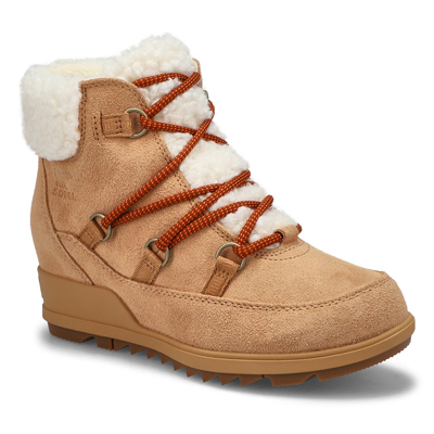 Lds Evie Cozy Lace Waterproof Boot - Buff