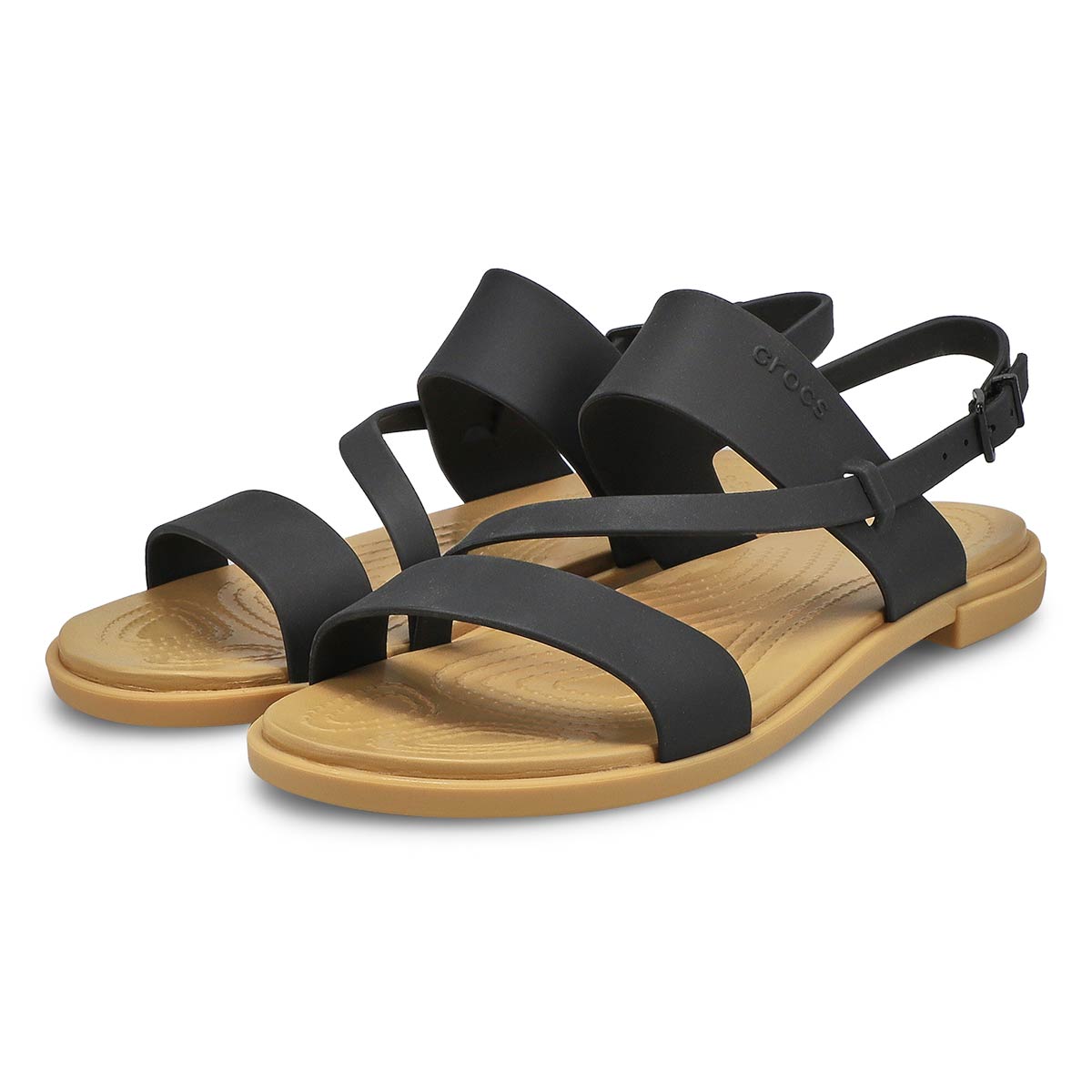Crocs Women's Tulum Strappy Sandal - Black/Ta | SoftMoc.com