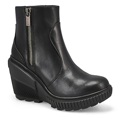 Lds ONA Ave Zip Waterproof Wedge Boot - Black/Black