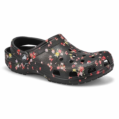 Sabot de confort Classic Ditsy Floral EVA, noir, femmes