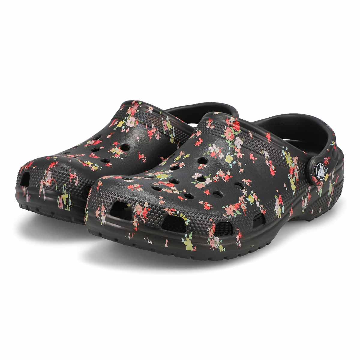 Sabot de confort CLASSIC DITSY FLORAL EVA, noir, femmes