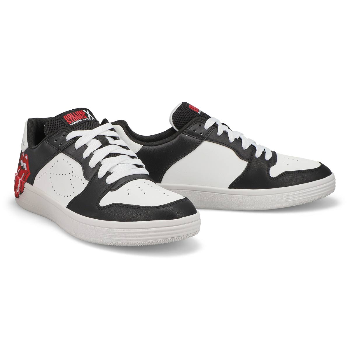 Men's Rolling Stones Palmilla Leather Lace Up Sneaker - Black/White