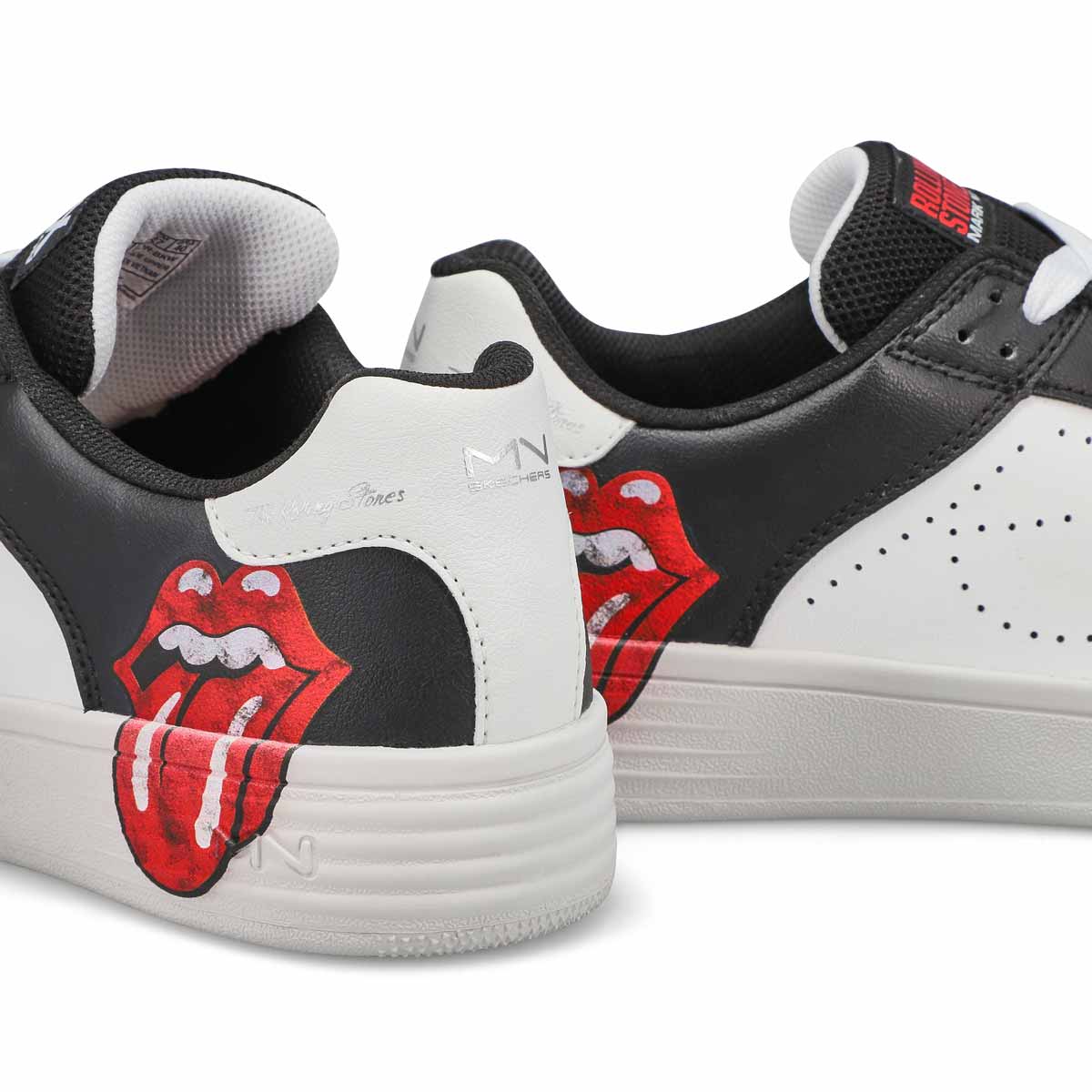 Baskets en cuir à lacets ROLLING STONES PALMILLA, noir/blanc, hommes