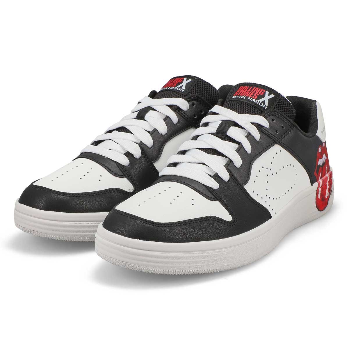 Men's Rolling Stones Palmilla Leather Lace Up Sneaker - Black/White