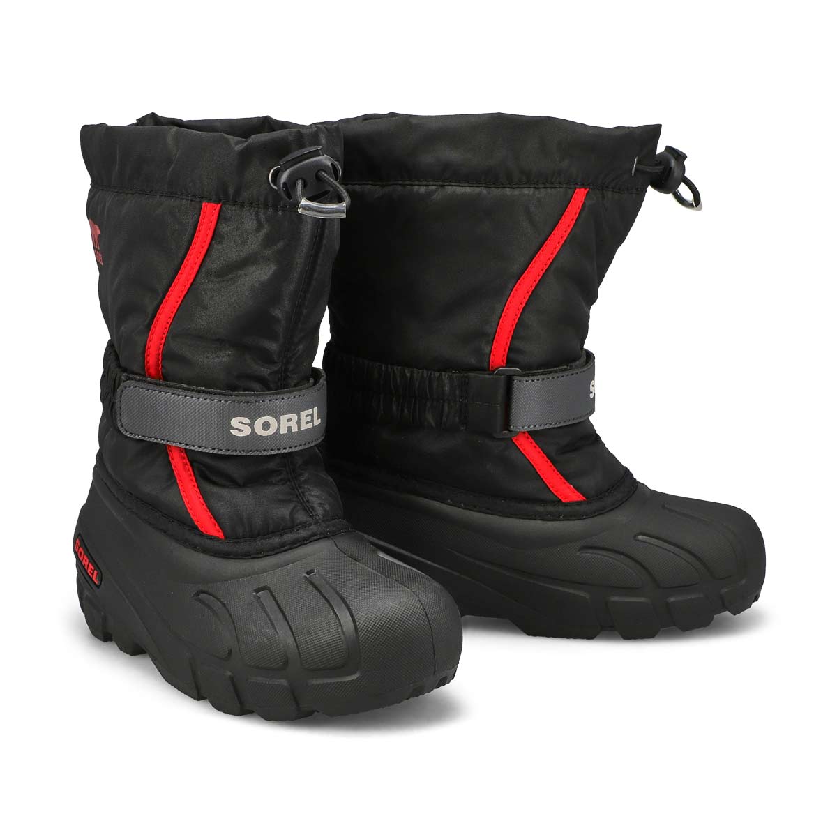 Boys'  Flurry Pull On Winter Boot - Black/Bright Red