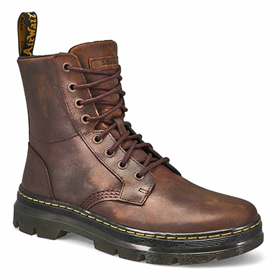 Unsx Combs Lace Up Combat Boot - Dark Brown