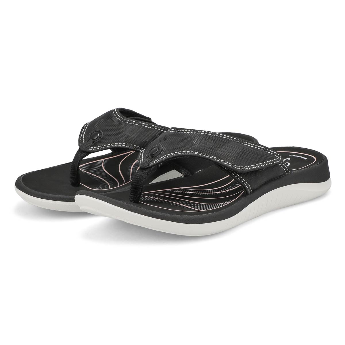 Clarks Women's Glide Post Thong Sandal - Blac | SoftMoc.com