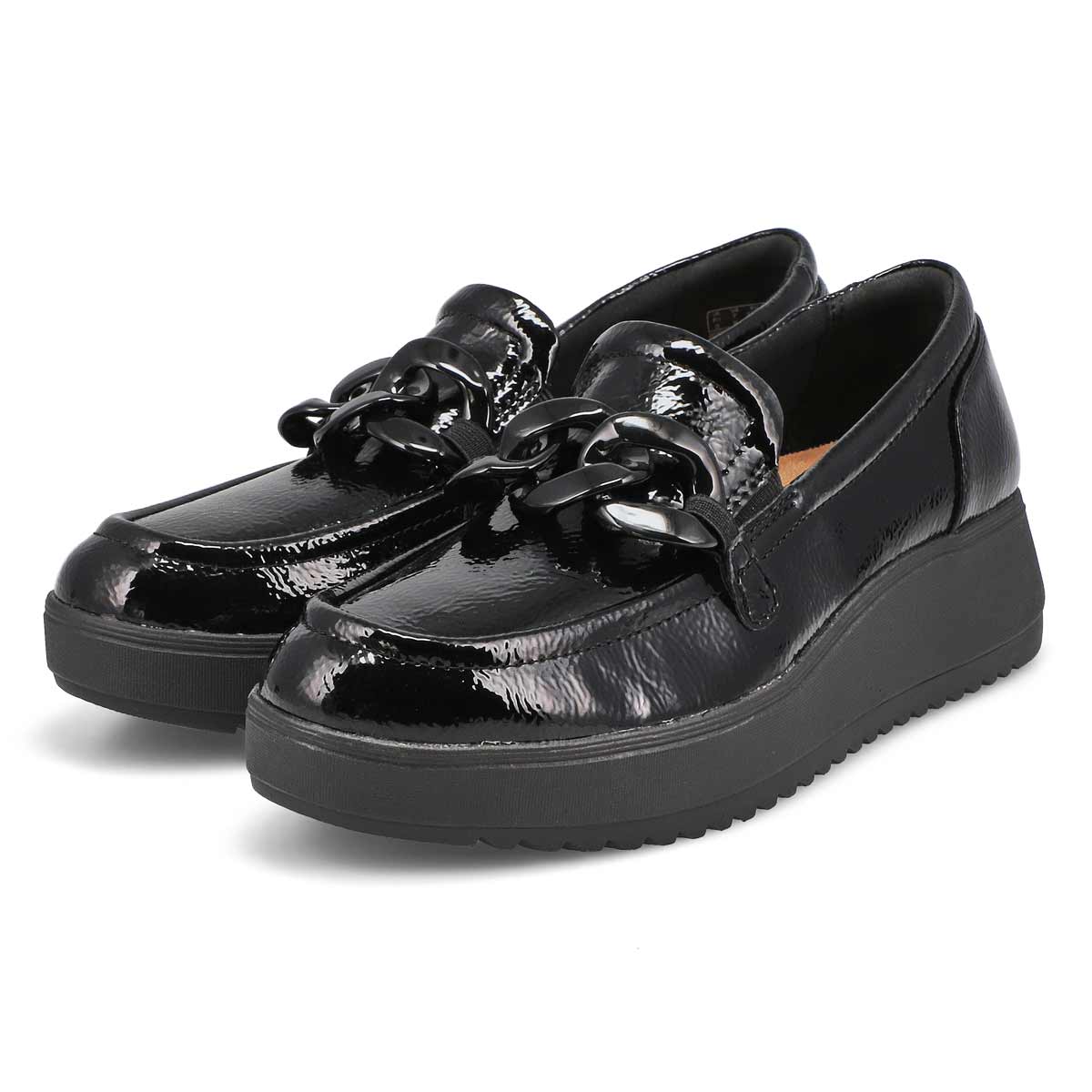 Women's Zylah May Platform Loafer - Black Crinkle Patent