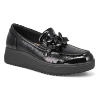 Women's Zylah May Platform Loafer - Black Crinkle Patent