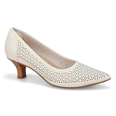 Lds Kepley Sky Leather Dress Heel - Off White