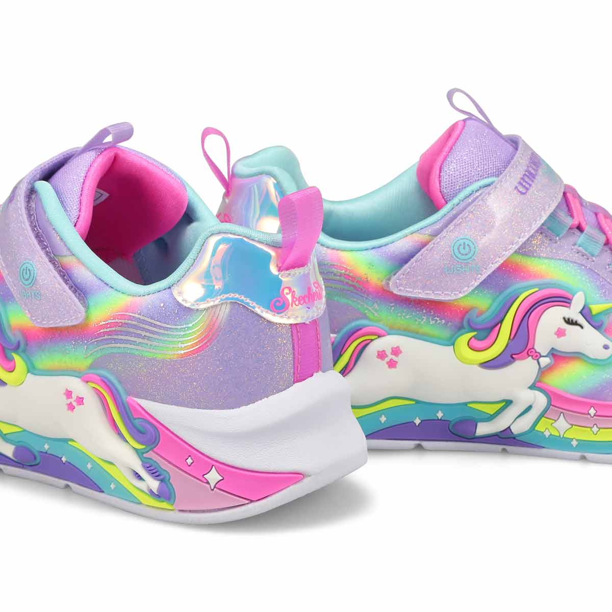 Girls'  Unicorn Chaser Light Up Sneaker - Lavender/Multi