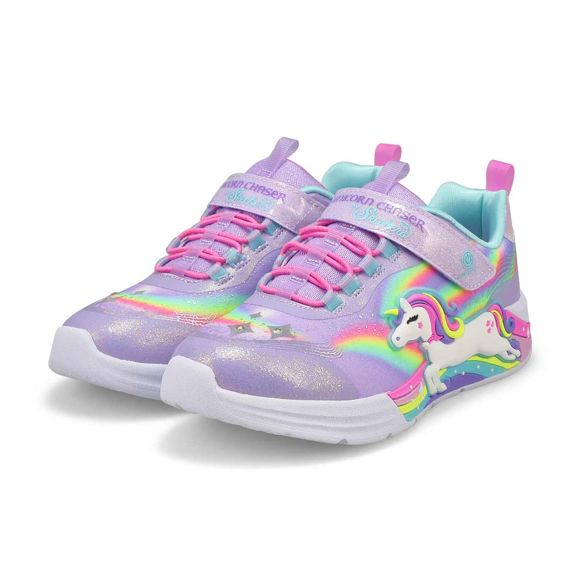 Girls'  Unicorn Chaser Light Up Sneaker - Lavender/Multi