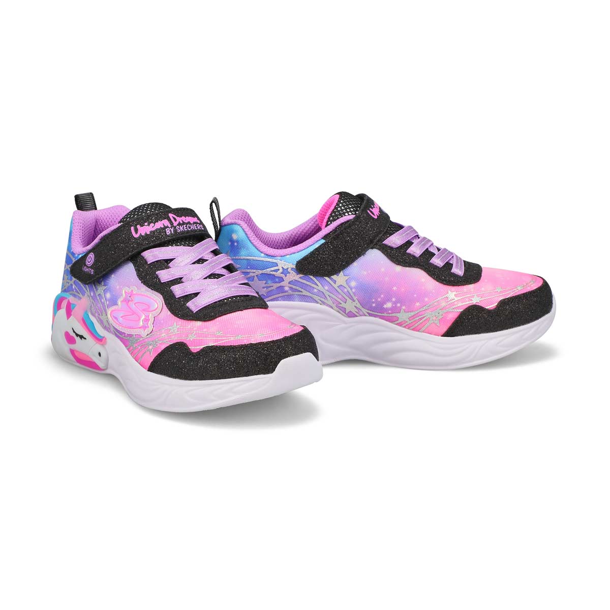Girls'  S-Lights Unicorn Dreams Light Up Sneaker - Black/Multi