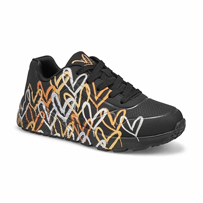 Grls JGoldcrown Uno Lite - Metallic Love Lace Up Sneaker - Black/Gold