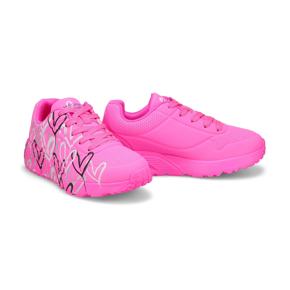 Girls'  JGoldcrown Uno Lite Metallic Love Lace Up Sneaker - Hot Pink/Multi